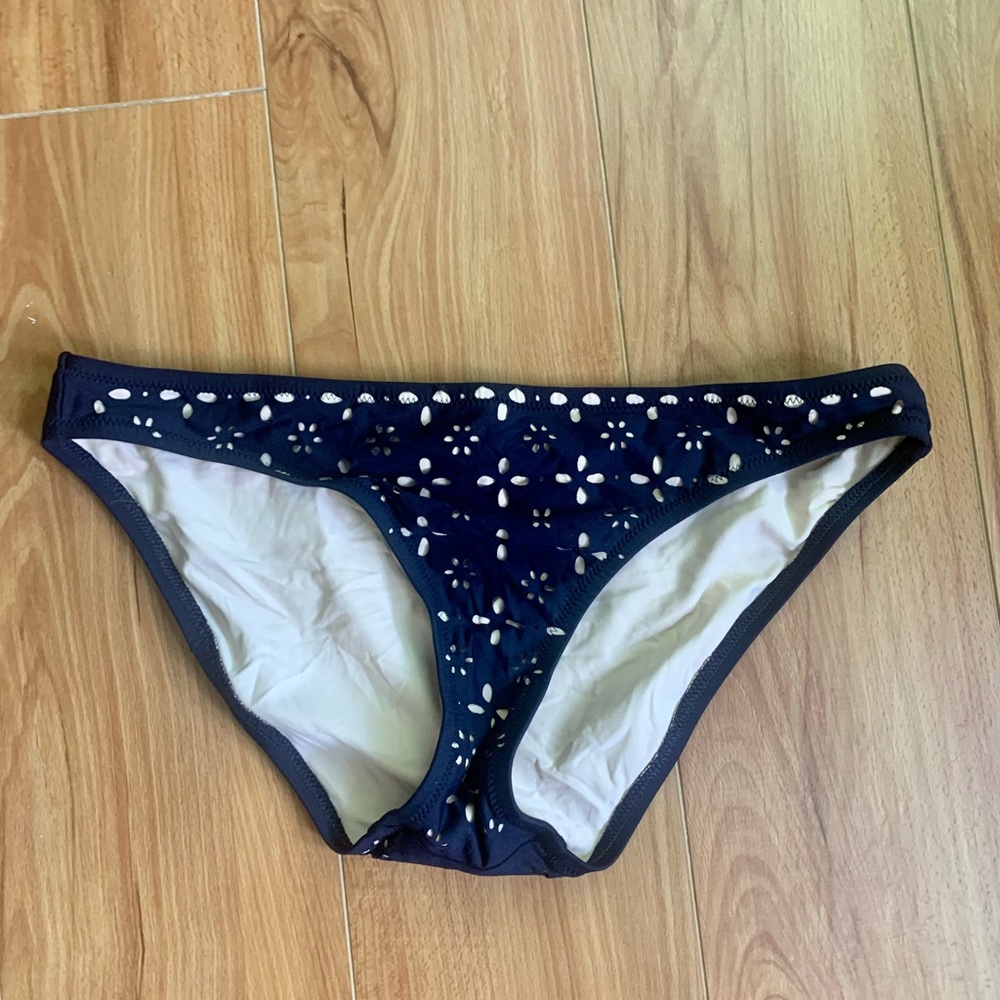 Jcrew navy eyelet hipster swim bottoms
